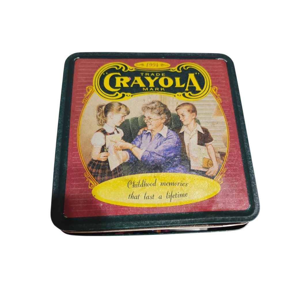 Vintage 1994 Crayola Collector Tin Binney & Smith Retired Dandelion Crayon Set
